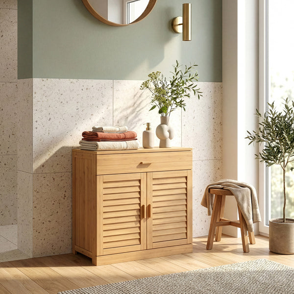 Meuble à chaussures Aarela bambou 67 x 66 x 34 cm naturel [en.casa]