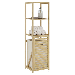 Étagère de salle de bain avec panier à linge Anun 130 x 36 x 33 cm bambou effet bois [en.casa]