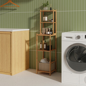 Étagère de salle de bain Anun bambou 128 x 30 x 30 cm naturel [en.casa]