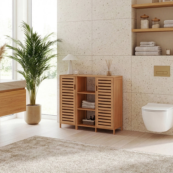 Meuble d’appoint Hakseri 2 éléments 87 x 99 x 33 cm bambou naturel [en.casa]