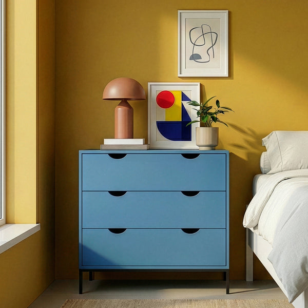 Commode Colwyn 78 x 80 x 40 cm bleu noir [en.casa]