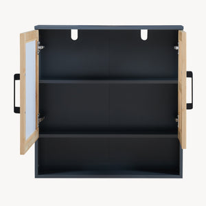 Armoire murale de salle de bain avec miroir Svanes 58 x 56 x 13 cm gris foncé naturel [en.casa]