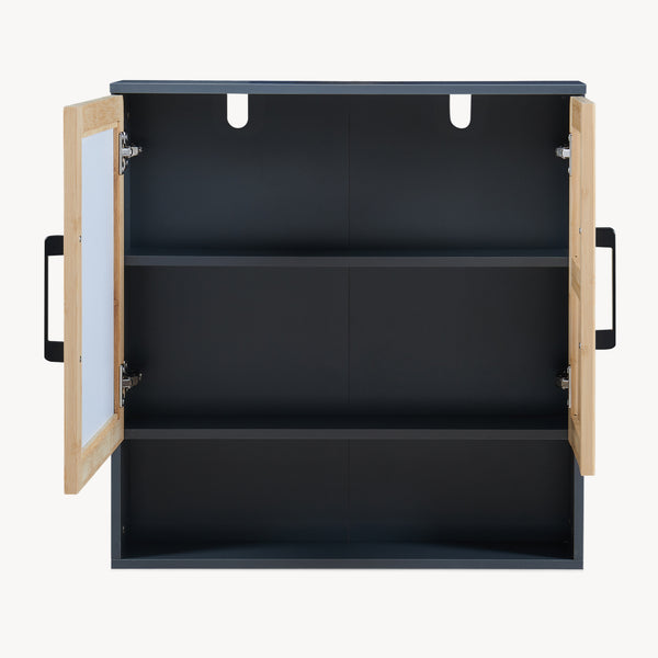 Armoire murale de salle de bain avec miroir Svanes 58 x 56 x 13 cm gris foncé naturel [en.casa]