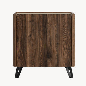 Commode Trorlon 83x80x40 cm aspect noyer/travertin [en.casa]