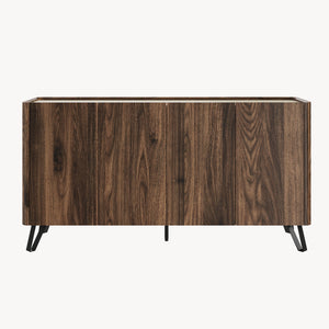 Buffet Trorlon 160x40x83 cm aspect noyer/travertin [en.casa]