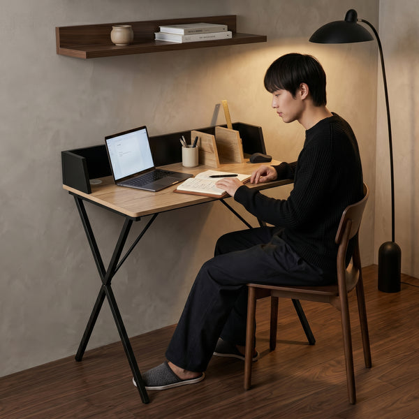 Bureau Kappespoo 84x80x50 cm Noir/Aspect chêne [en.casa]