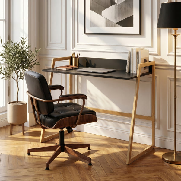 Bureau Kuomi 84 x 73 x 47 cm beige gris foncé [en.casa]
