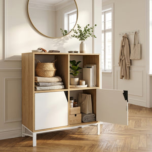 Buffet Kerrköndam 94 x 76 x 40 cm effet chêne blanc [en.casa]