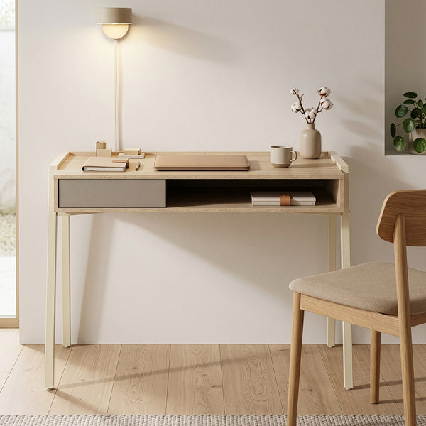 Bureau Boderas 107x55x78 cm Beige/Travertin [en.casa]