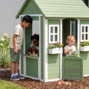 Maisonnette de jeu pour enfants Kuoldsvin bois de pin 44 x 107 x 90 cm vert blanc [en.casa]