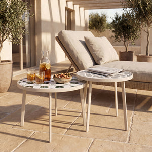 Table de salon d'extérieur Faeto 2 pcs. Plateau en verre Champagne [casa.pro]