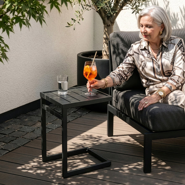 Table d'appoint d'extérieur Gaby acier 58x40x30 cm anthracite [casa.pro]