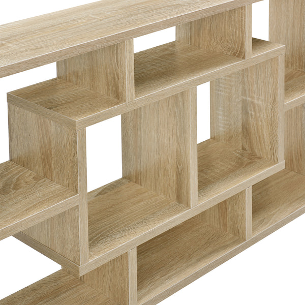 [en.casa] Étagère Murale Design avec 8 Surfaces de Stockage Effet Hêtre 85 x 47,5 x 16 cm