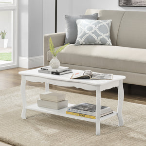 Table basse Pearl 88x40x42 cm style Shabby Chic blanc en.casa