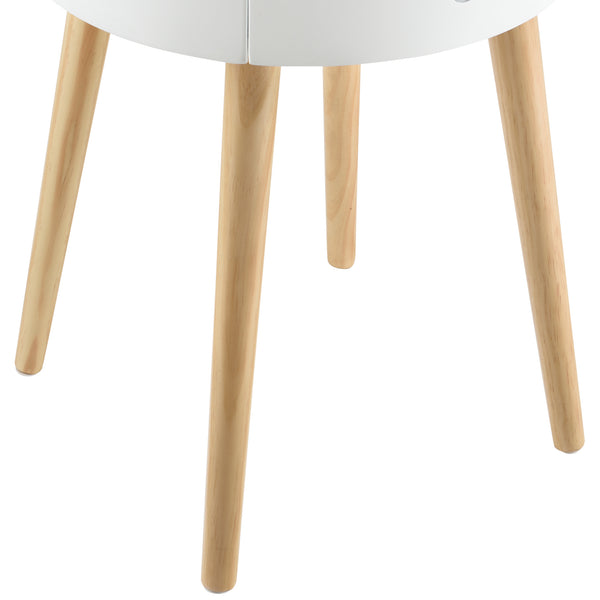 Table de chevet Aurich 50x38x38 cm avec tiroir Design rétro Blanc en.casa