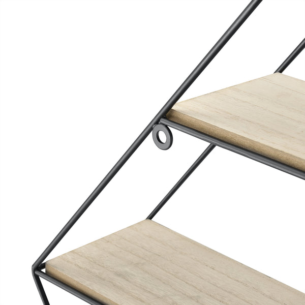 [en.casa] Etagère Murale en Forme Losange Meuble de Rangement Métal Bois Couleur Effet Bois et Noir 47 x 12 x 64 cm