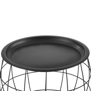 Table basse Neman lot de 3 paniers en métal noir en.casa