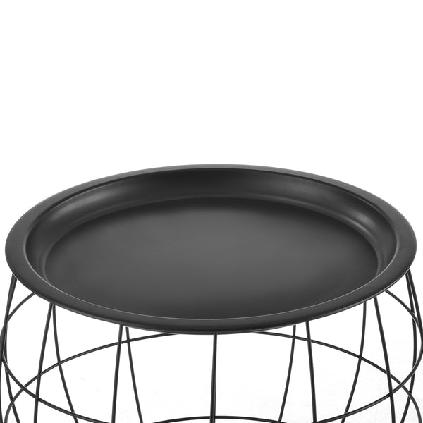 Table basse Neman lot de 3 paniers en métal noir en.casa