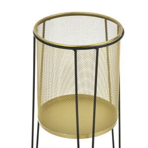 Set de 2 supports pour plantes Roosdaal en métal noir et couleur laiton en.casa