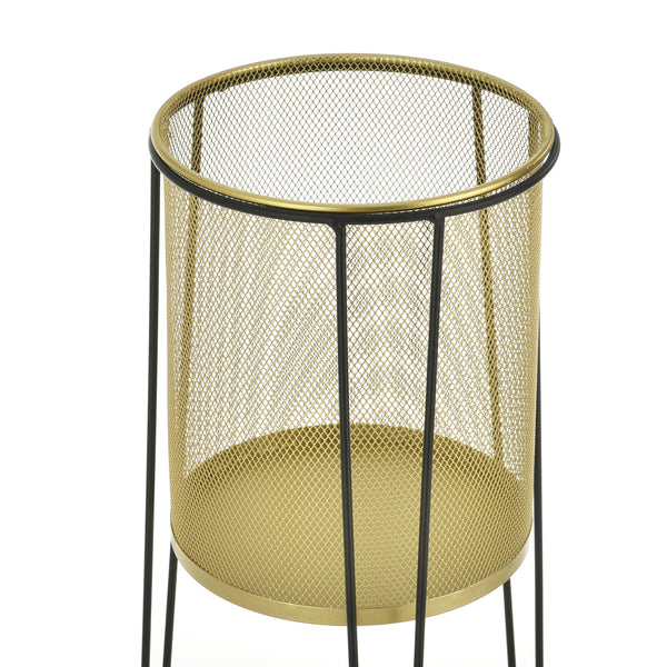 Set de 2 supports pour plantes Roosdaal en métal noir et couleur laiton en.casa