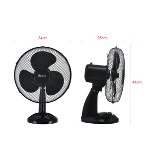 Ventilateur de table Ø 31 cm avec 3 vitesses Oscillant 40W Noir in.tec