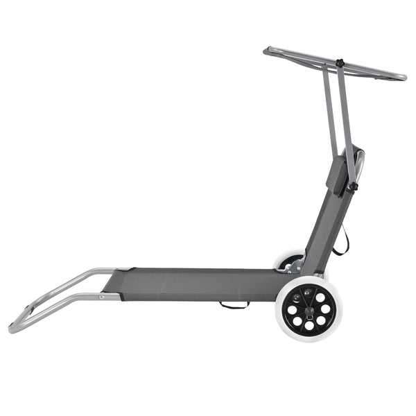 Set de 2 chaises longues Falun avec toit et roulettes Anthracite casa.pro