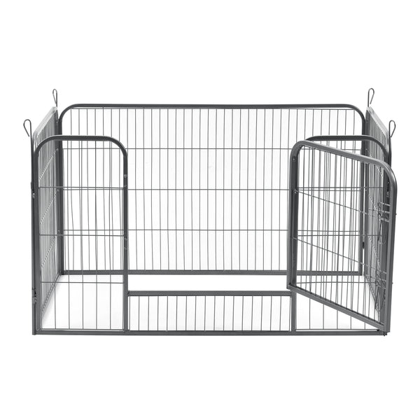 Enclos Parc pour Animaux avec Porte 125 x 85 x 70 cm Acier Argenté [pro.tec]