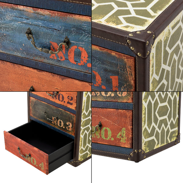 Commode Goslar avec 4 Tiroirs 66 x 40 x 30 cm Multicolore [en.casa]