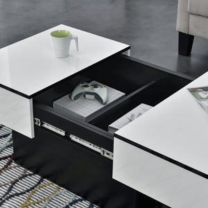 Table basse Lens avec plateau relevable Noir/Blanc [en.casa]