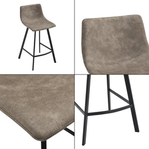 Set de 2 tabourets de bar Edinburgh avec pieds en métal Imitation daim Rembourré Gris foncé en.casa