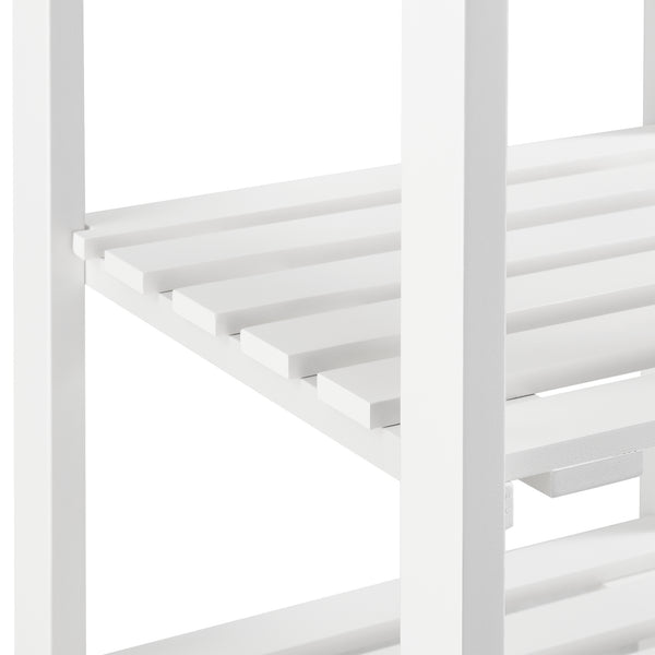 Chariot de Service Chariot de Cuisine Chariot Roulant Desserte avec Tiroir Roulettes Vérouillables MDF Plastique 76 x 37 x 37 cm Bois Naturel Blanc [en.casa]