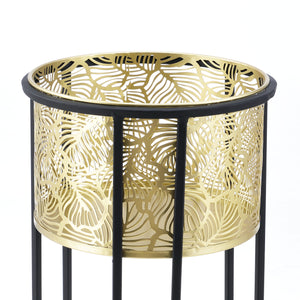 Support de pot de fleurs Modave 2 pcs Noir-doré en.casa