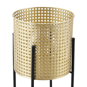 Set de 2 Supports de Plante Mol Noir Doré [en.casa]