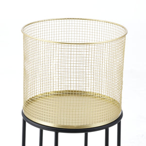 Support de pot de fleurs Merelbeke 2 pcs Noir-doré en.casa