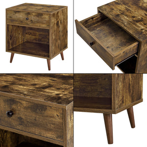 Table de Nuit Ronneby 58 x 50 x 40 cm Effet Bois Foncé [en.casa]