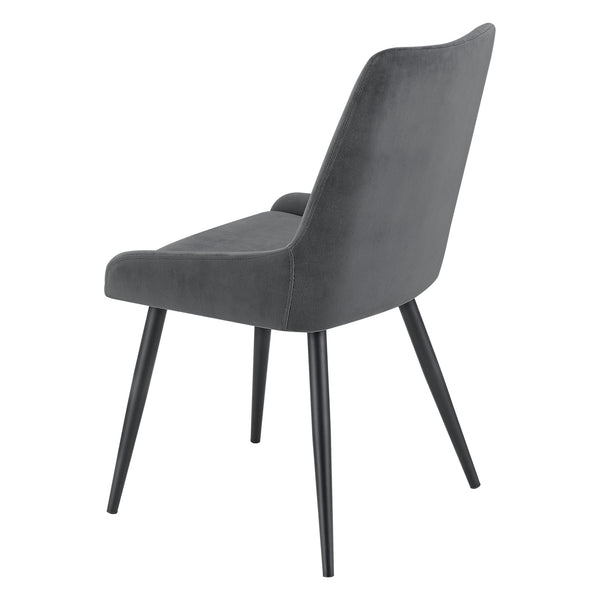 Chaise de salle à manger Alford Lot de 2 chaises 83x52x59cm Aspect velours Gris foncé en.casa
