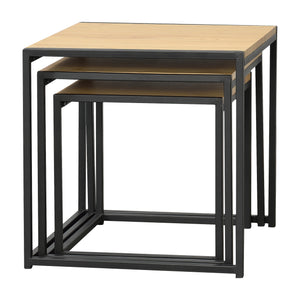 Table d'appoint Ringsaker lot de 3 aspect chêne en.casa