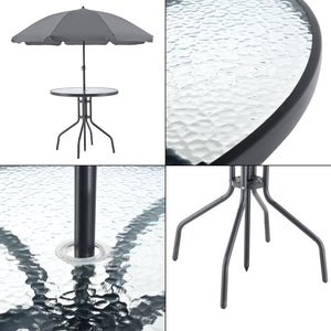 Ensemble de mobilier de jardin Milagro Chaises avec table 4 chaises et parasol Noir Gris foncé en.casa