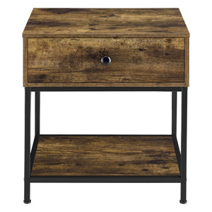 Table Basse Bjuv avec Tiroir et Étagère 49 x 45 x 39 cm Effet Bois Foncé Noir [en.casa]