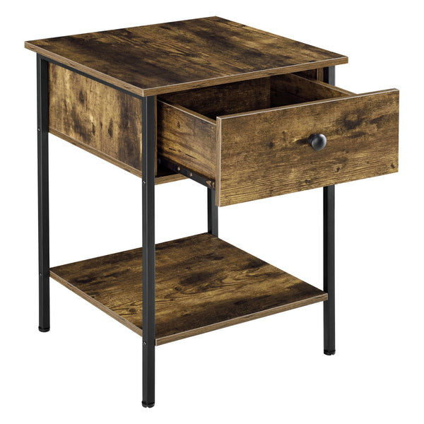 Table Basse Fagersta avec Tiroir et Étagère 55 x 40 x 40 cm Effet Bois Foncé Noir [en.casa]