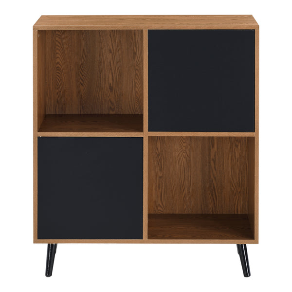 Armoire d'appoint Heby 93x80x30 cm Ton bois foncé/Noir en.casa