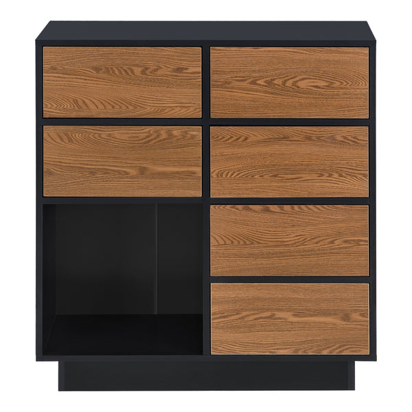 Commode Krokom 88 x 80 x 30 cm Noir Effet Bois Foncé [en.casa]