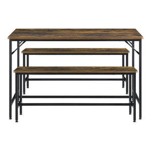 Ensemble table à manger et banc Pajala Noir/Bois foncé en.casa