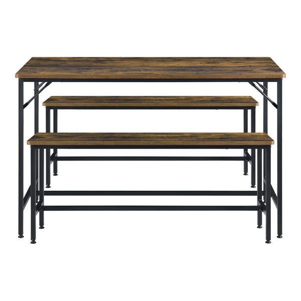 Ensemble table à manger et banc Pajala Noir/Bois foncé en.casa