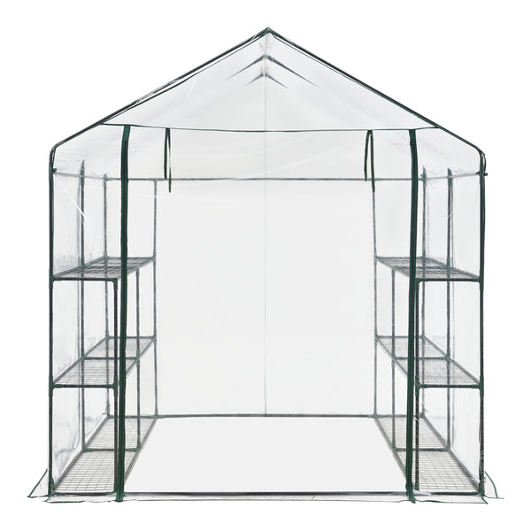 Serre de jardin Grünau en acier et PVC avec étagères intégrées 200 x 200 x 220 cm [en.casa]