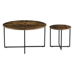 Set de table Härjedalen lot de 2 rond Ton bois foncé [en.casa]
