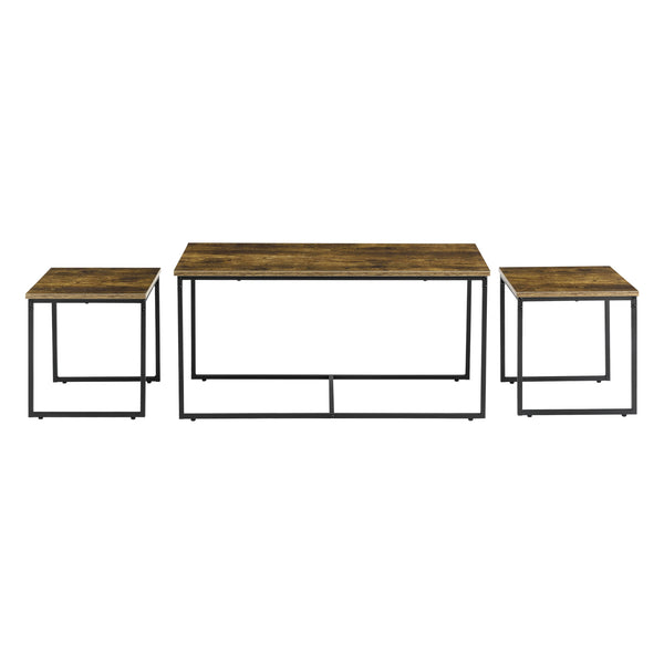 Set de 3 tables gigognes Haparanda Effet bois foncé Noir mat [en.casa]
