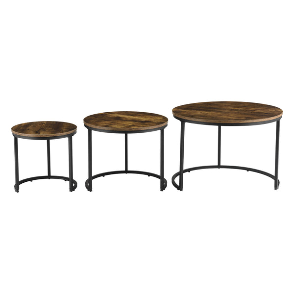 Ensemble de tables basses Arvidsjaur 3 pièces Ton bois foncé [en.casa]