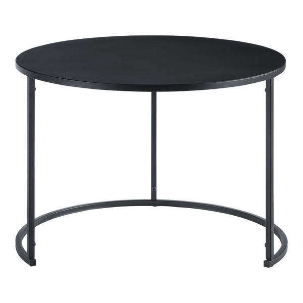 Lot de 2 Tables Basses Korenica Rondes Gigognes Noir [en.casa]