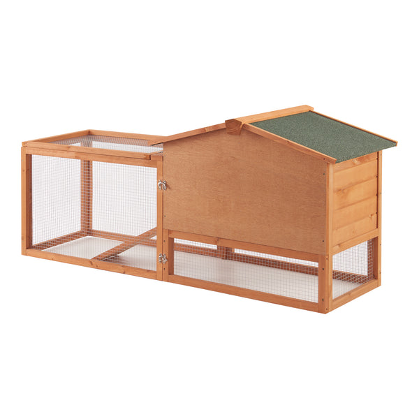 Clapier à lapins Oberursel 68x156x52cm en bois de sapin [en.casa]
